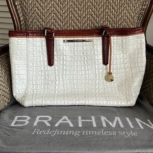 Brahmin Medium Arno Macaroon La Scala Tote - White/Brown